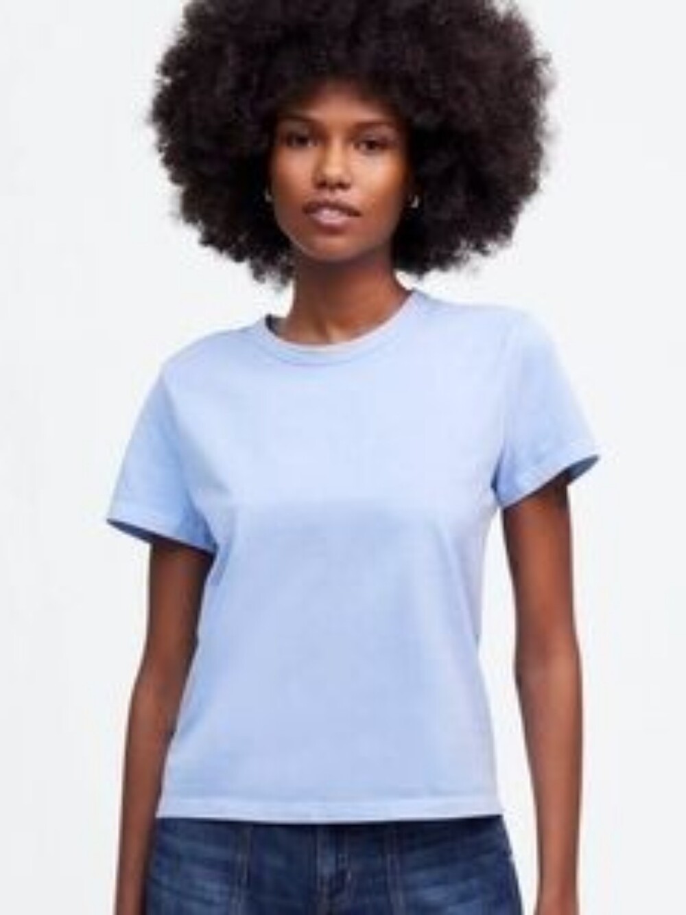 Madewell Womens Cotton Perfect Crewneck Tee Womens Medium Blue Periwinkle NS581
